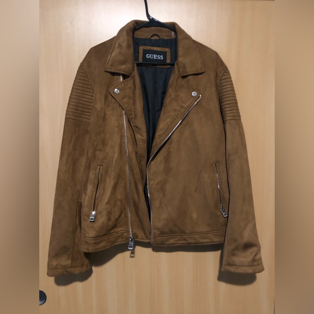 Guess asymmetrical style motorcycle jacket.
